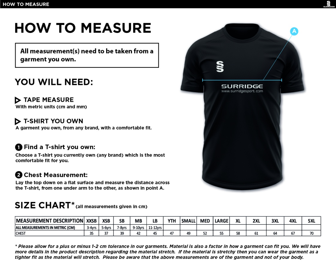 Sissinghurst CC - Blade Polo - Size Guide